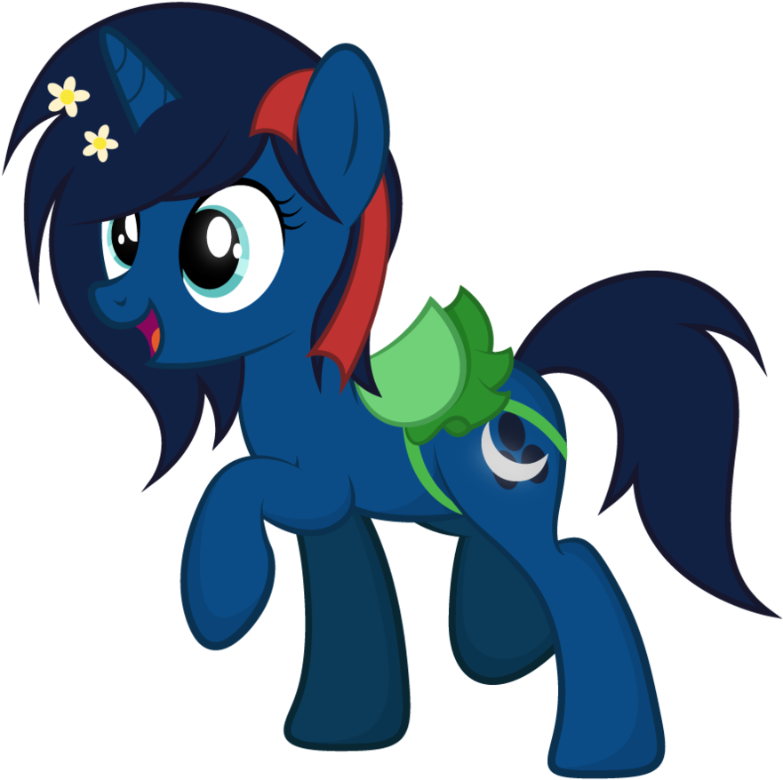 Her Long, Dark Blue Mane Is Accompanied By A Distinctive - Cartoon (893x895)