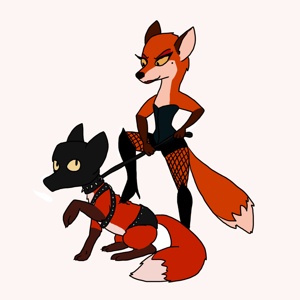 A Leash Of Foxes By Qemma - Cartoon (1024x1024)