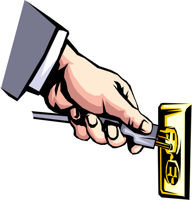 Vector Illustration Of Hand With Electrical Cord And - Ejemplos De Energia Electrica (672x700)