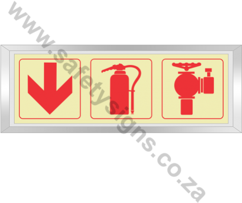 Arrow Down & Fire Extinguisher & Fire Hydrant Photoluminescent - Escape Route Signs (498x498)