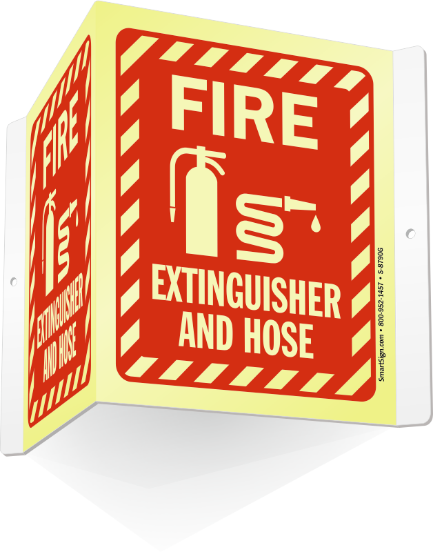 Zoom, Price, Buy - Fire Extinguisher Inside With Graphic And Striped Border (628x800)