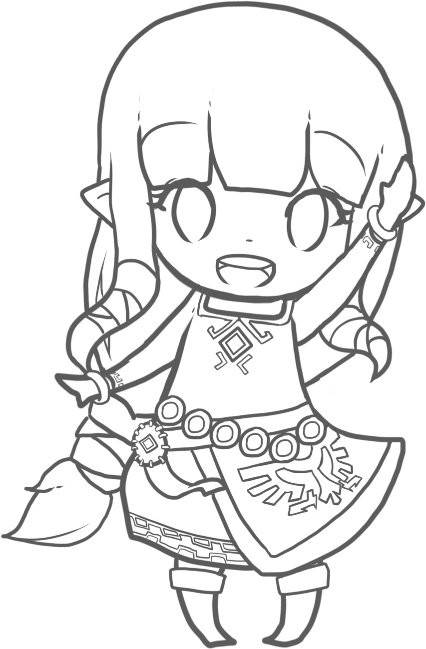 Zelda Drawing Chibi - Princess Zelda Coloring Pages (1024x1434)