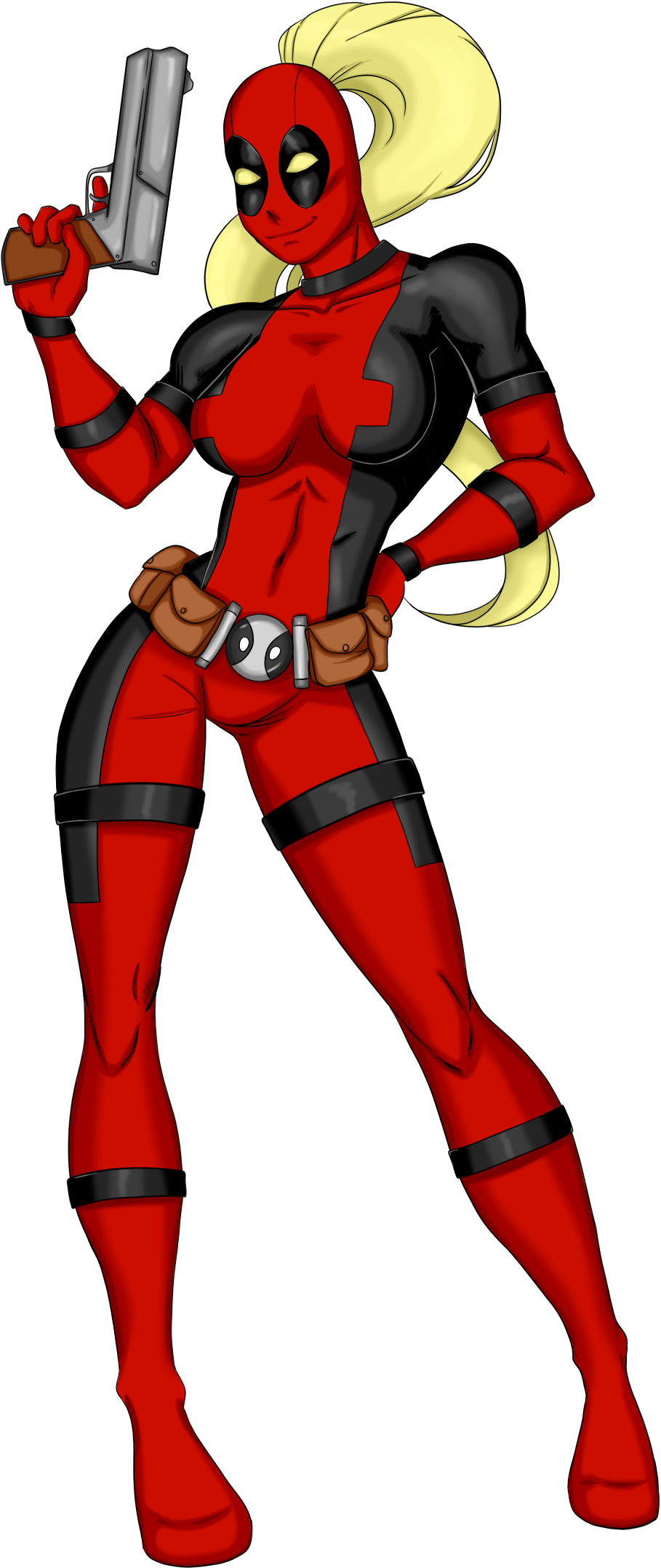 Lady Deadpool By Alchemistress666 On Deviantart - Lady Deadpool Marvel Png (986x2179)
