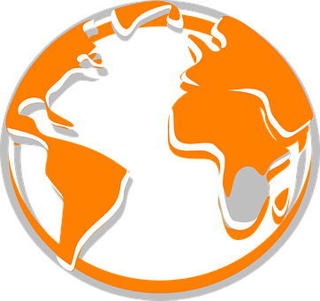 Globe Orange World Planet Earth Internatio - Grey And Orange Globe (362x340)