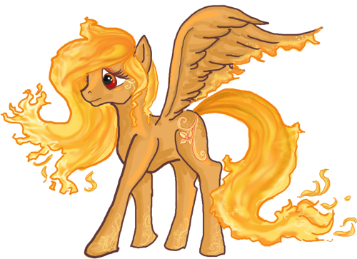 Fire Pegasus Pony Adoptable By Blesses - Fire Pegasus Drawing (500x363)