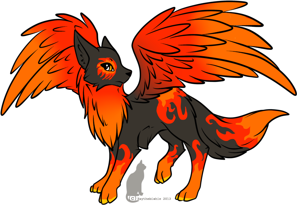 Fire Wolf Charm By Raythebishie On Deviantart - Fire Wolf With Wings (1024x708)