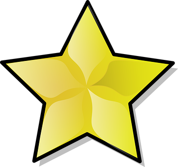 Star, Yellow, Shape, Gold, Border, Black - Hollywood Star Clip Art (362x340)