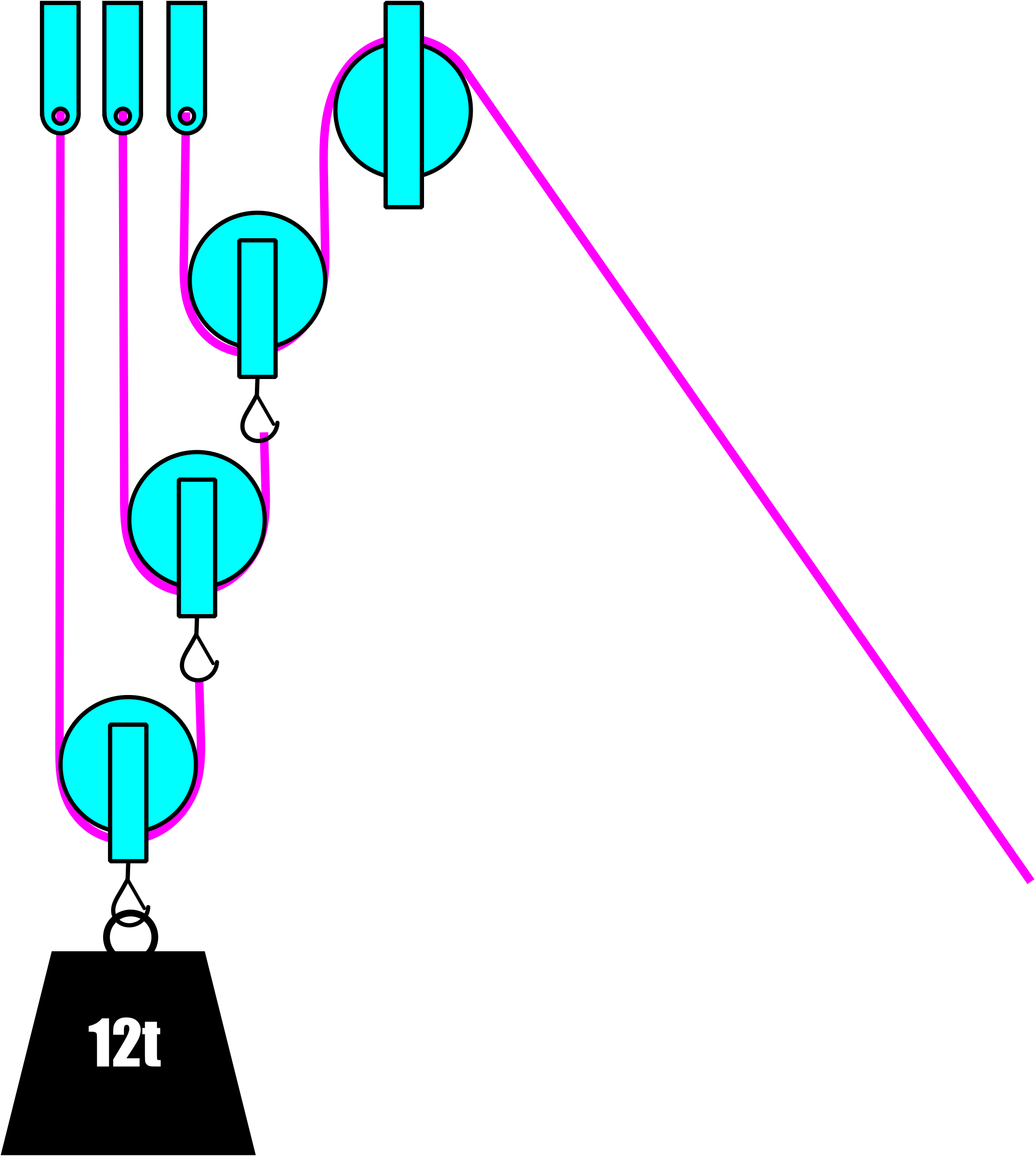 Pulley Block With One Fixed Pulley Only - Simple Machine Pulley Png (2150x2400)