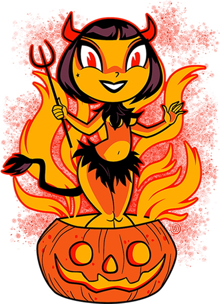 Devil Girl - Merchant - Teevillain - Artist - Belledee - Jack-o'-lantern (605x670)