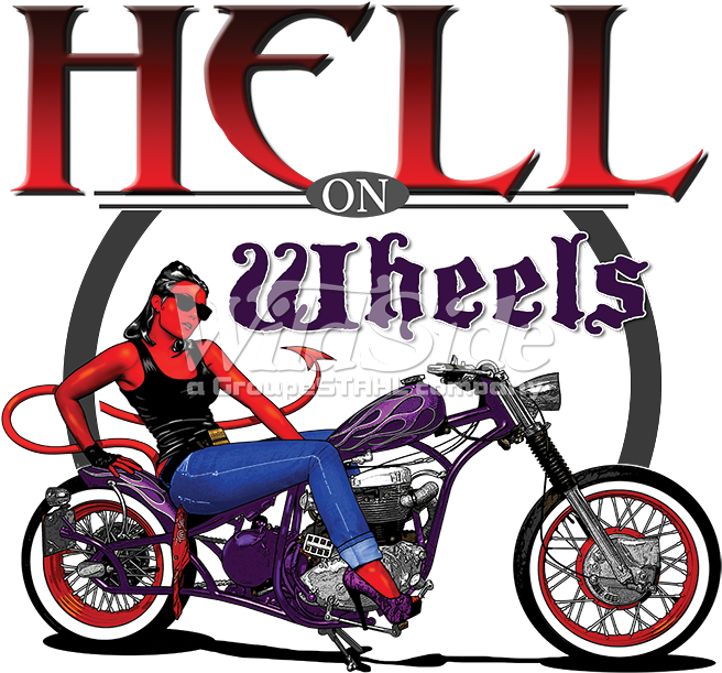 Hell On Wheels Devil Girl On Chopper - Diary Of A Wimpy Vampire (675x675)