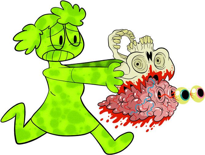 >take The Entire Skull To The Spine - Cartoon (700x516)