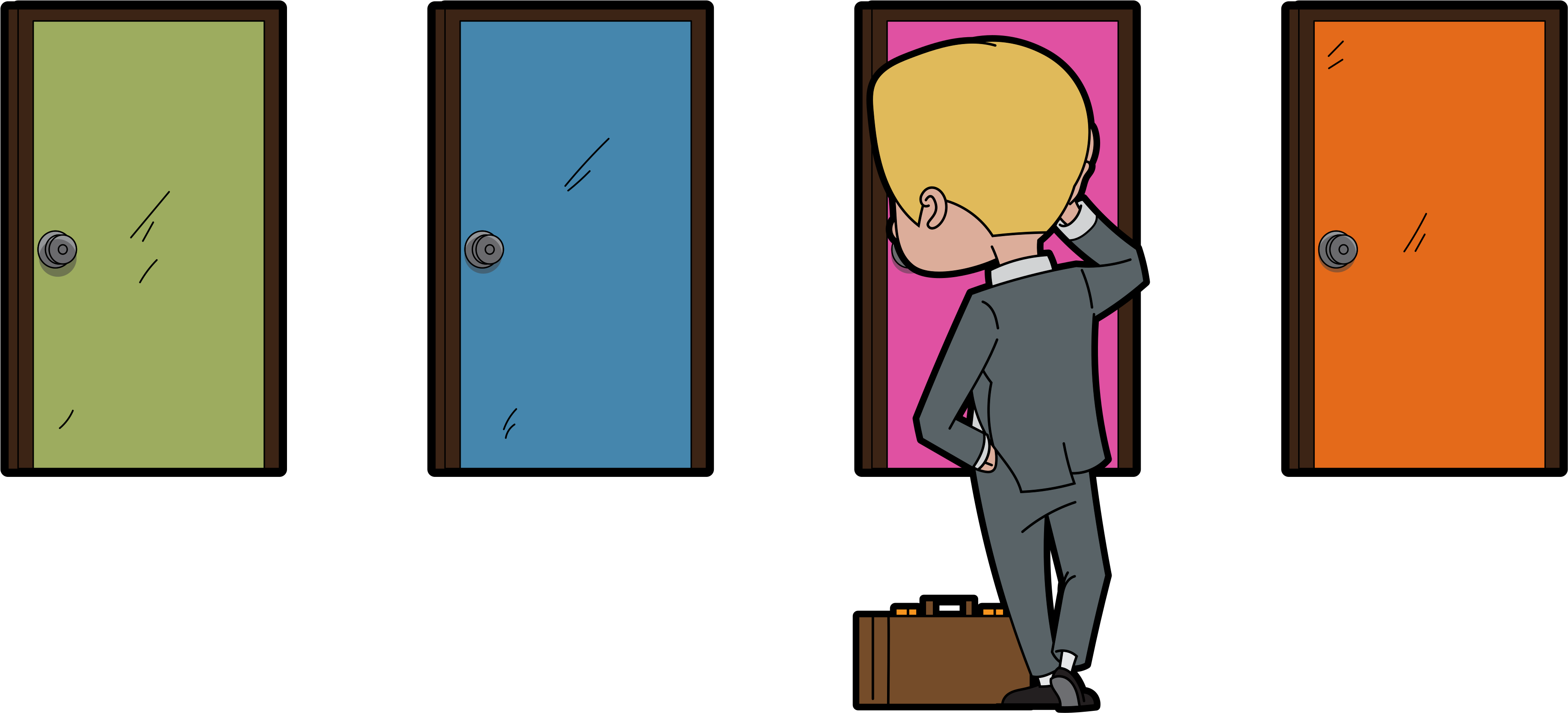 Career Change Cartoon With Multiple Doors - Multiple Doors Cartoon (4151x2072)