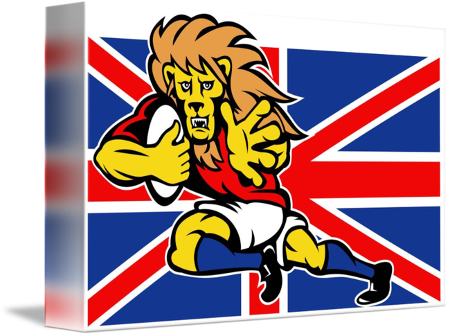 Cartoon British Lion Rugby Fending Off Gb Flagflag - Stock.xchng (650x485)
