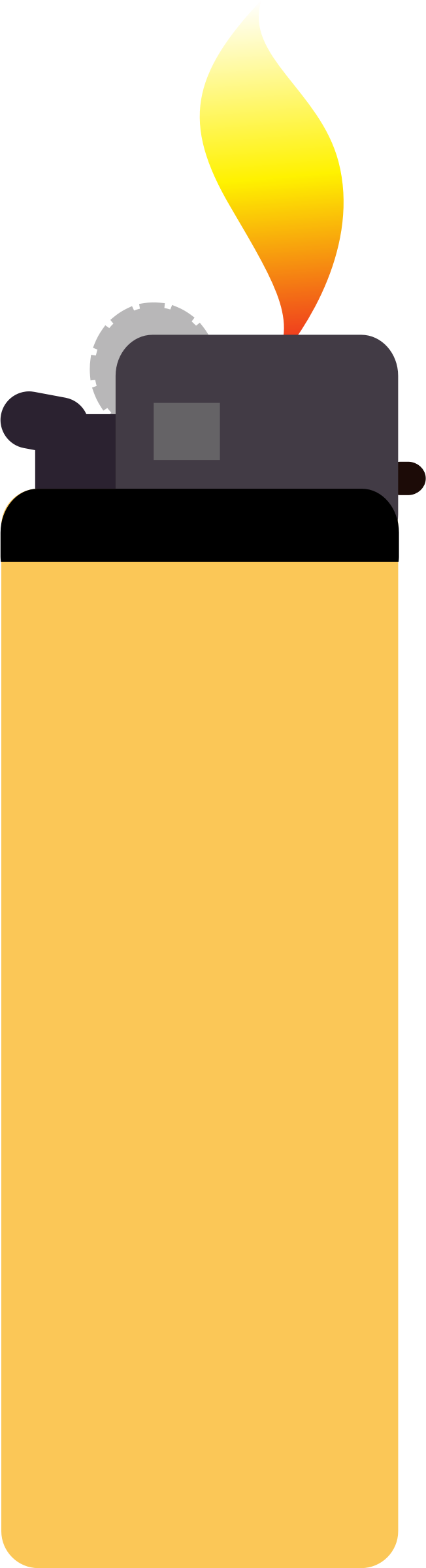 Flame Clipart Yellow - Lighter Clip Art (652x2400)