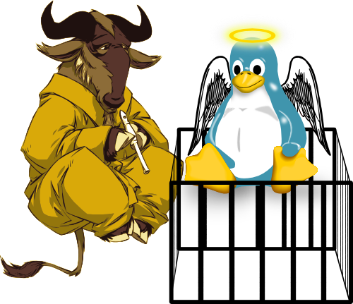 Gnu Playing The Flute To Free Lux - Linux De Proyecto De Gnu (500x431)