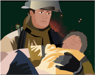 Firefighter Saving People - Firefighter Saving Person Clipart (420x420)
