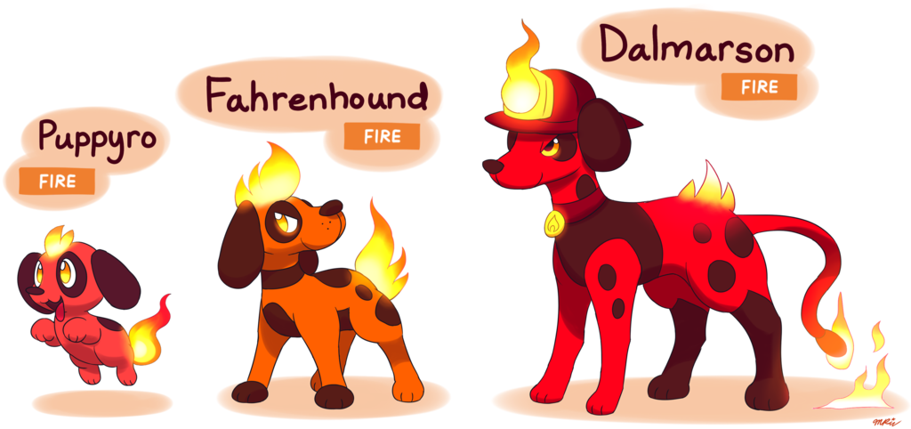 Puppyro, Fahrenhound, Dalmarson By Mast3r-rainb0w - Fakemon Puppyro (1024x482)