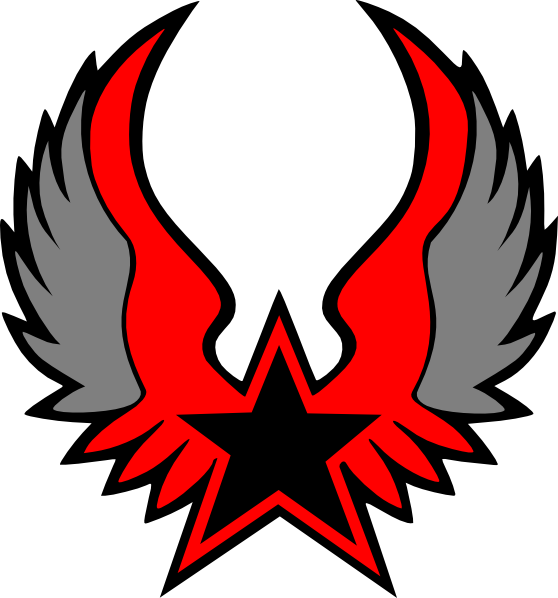This Free Clip Arts Design Of Red Grey Star Emblem - Nautical Star With Wings Designs (558x598)