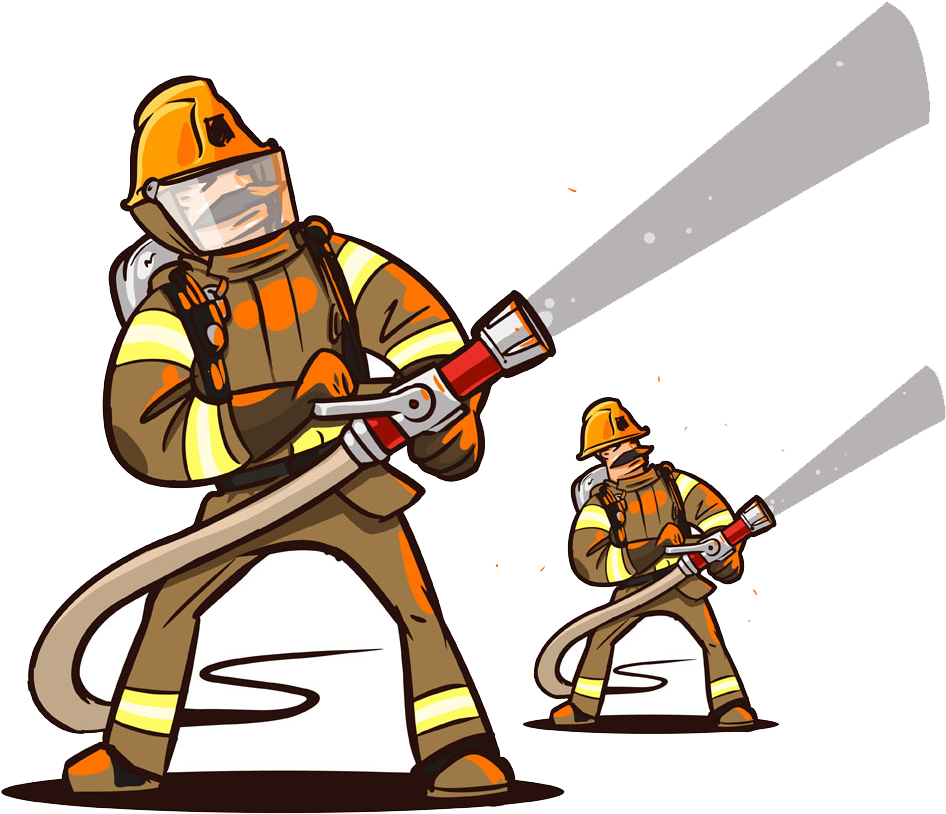 Firefighter Fire Hose Cartoon - Firefighter Sketch (1000x1000)