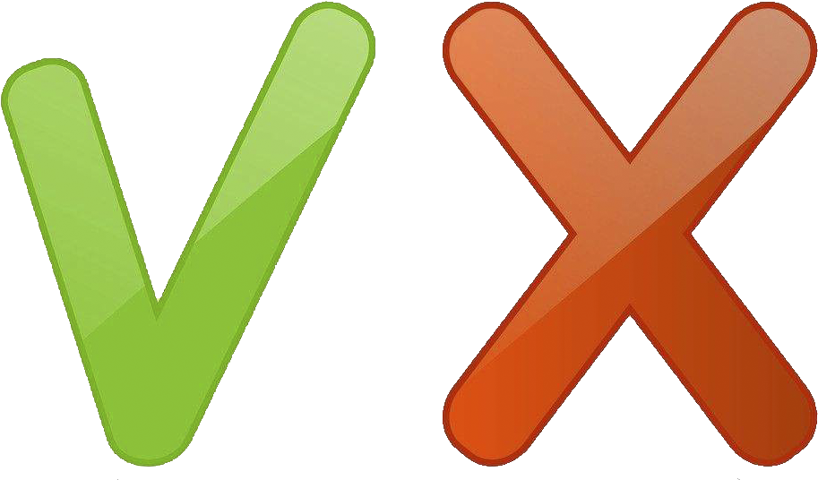 Check Mark Red X Mark Cross - Tick Verde Cruz Roja Transparente (1024x987)