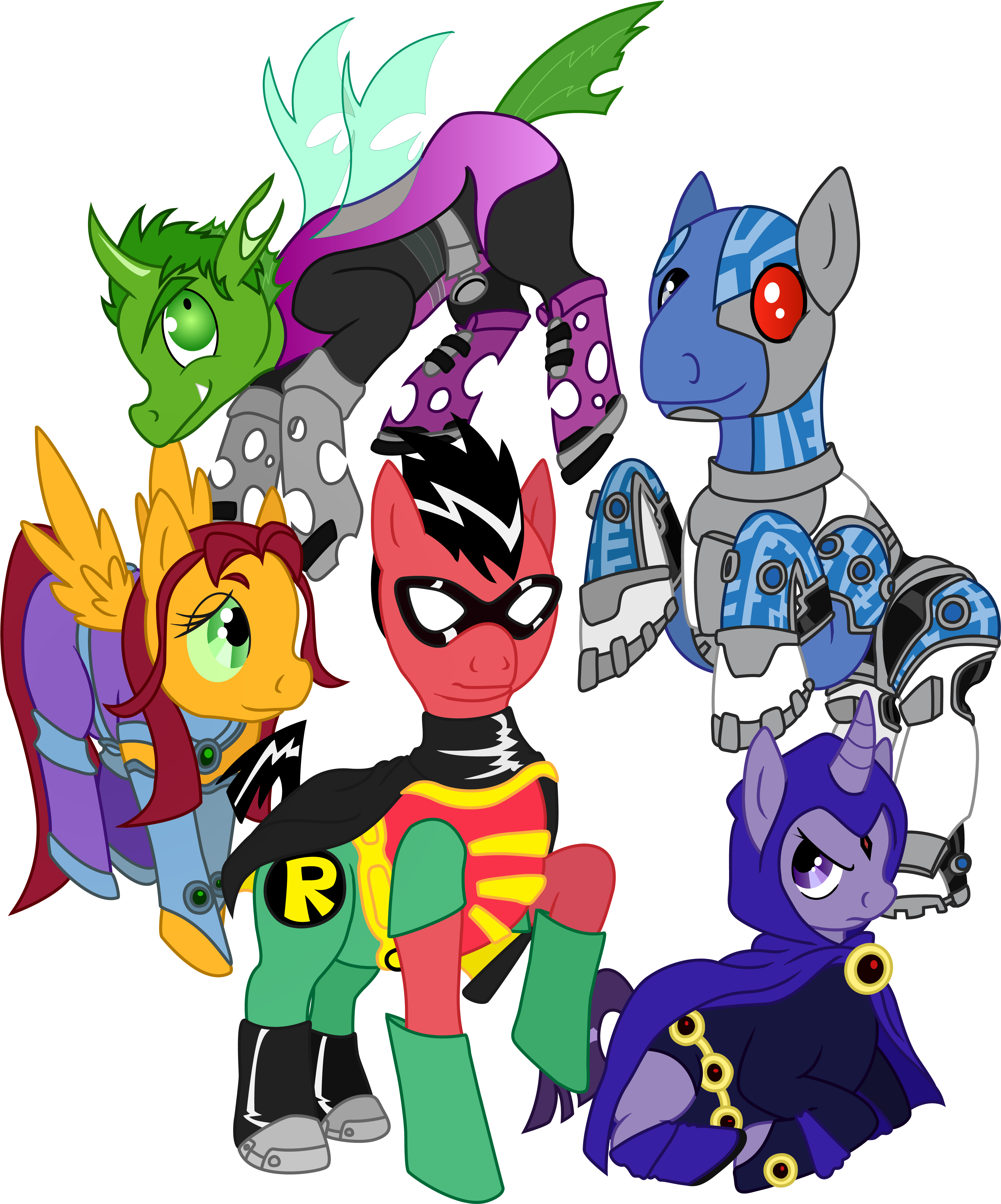 Raven Beast Boy Starfire Cyborg Princess Celestia Mammal - My Little Pony Teen Titans (4108x4965)