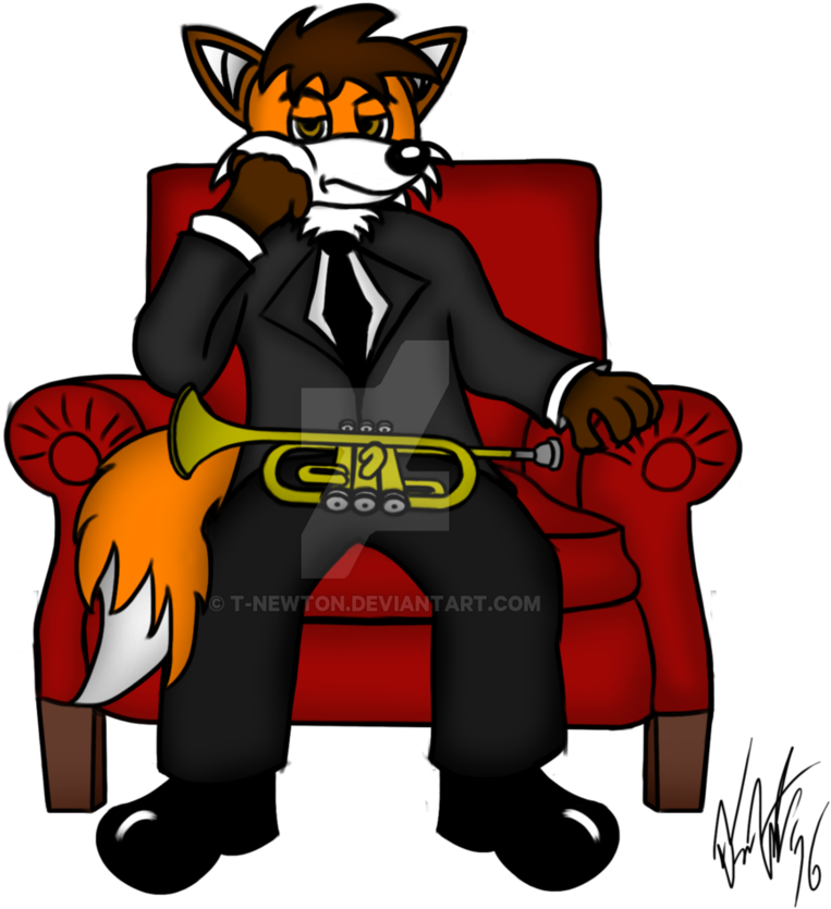 The Bluesy Fox By T-newton - Cartoon (903x884)