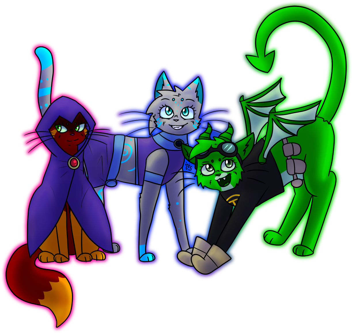 Teen Titan Cats By Tesartist Teen Titan Cats By Tesartist - Teen Titans As Cats (1350x1200)