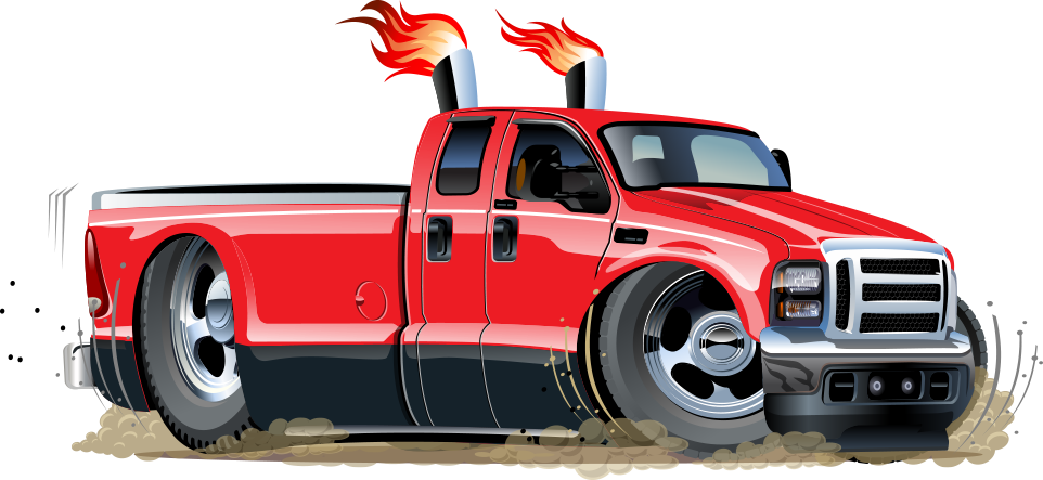 Pickup Truck Caricature Illustration - Pickup Truck Caricature Illustration (962x443)