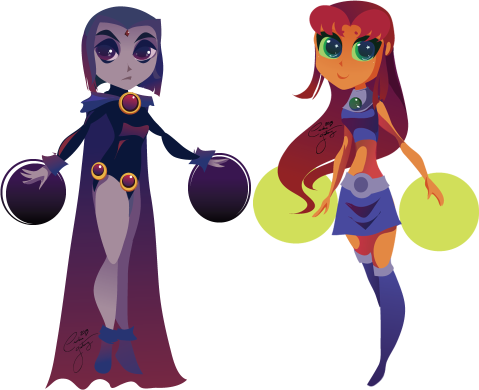 Raven And Starfire By Ceshira Raven And Starfire By - Easy To Draw Star Fire (996x838)