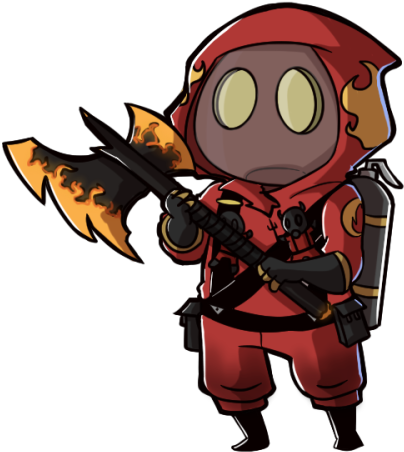 Can Survive A Uncharged Headshot Of Any Rifle Can Survive - Tf2 Chibi Pyro (500x489)