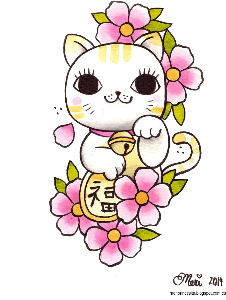Maneki Neko Png Clipart - Maneki Neko Tattoo Kawaii (780x1113)