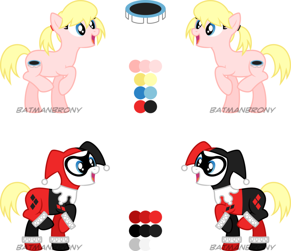 Harley Quinn Ref Sheet By Batmanbrony - Mlp Base Harley Quinn (961x831)