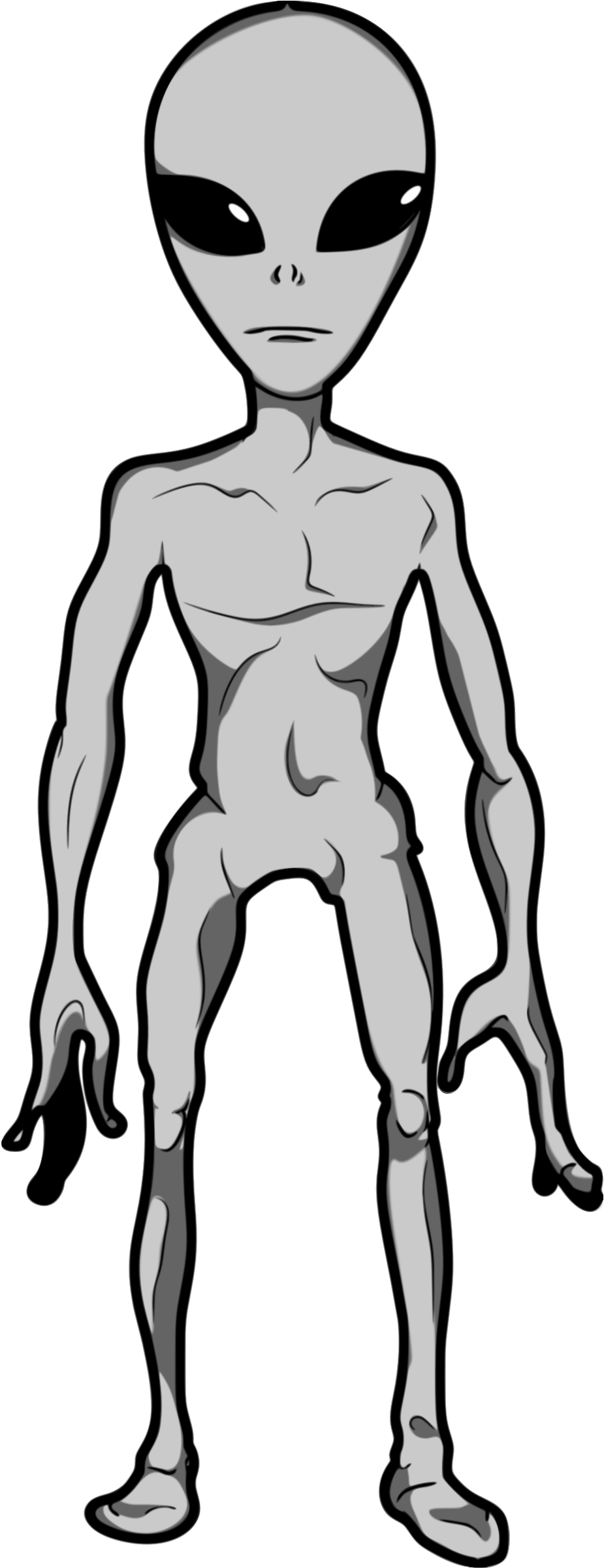 Space Clipart Grey Alien - Alien Full Body Drawing (1376x2600)