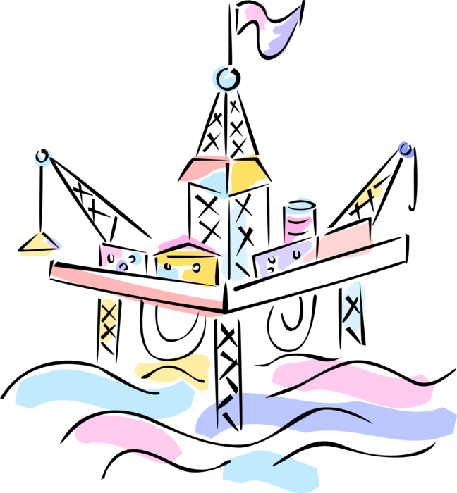 Vector Illustration Of Offshore Petroleum Fossil Fuel - Vector Illustration Of Offshore Petroleum Fossil Fuel (648x700)