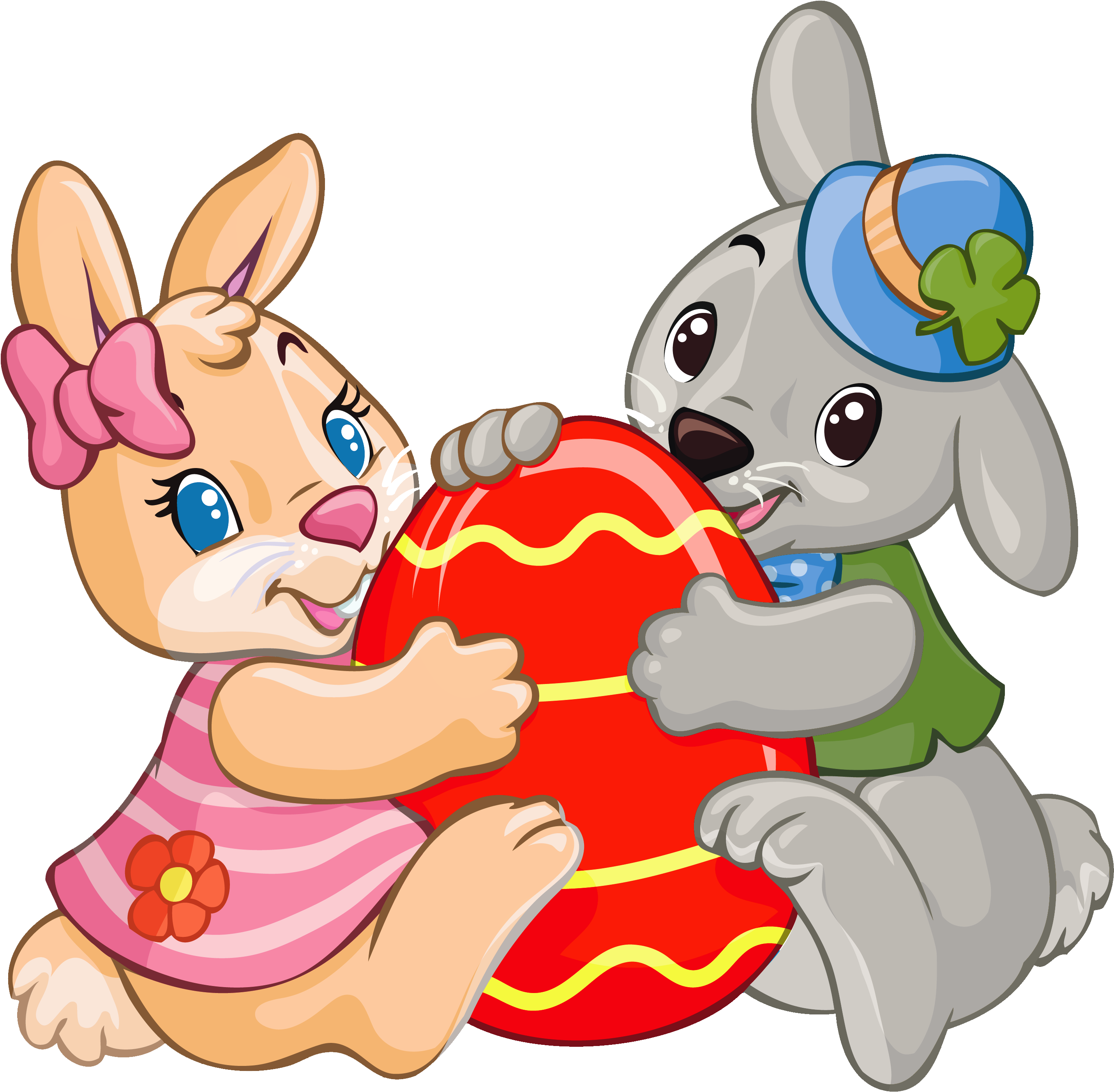Easter Bunny Egg Clip Art - Between Preposition Clipart (3108x3000)