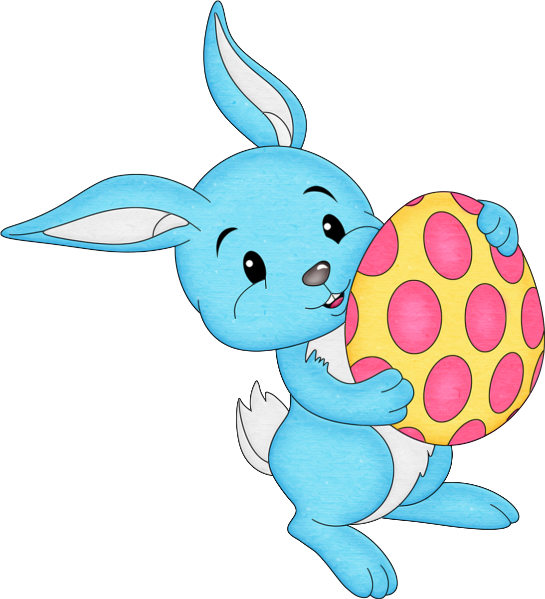 Easter Blue Bunny With Egg Transparent Png Clipart - Easter Bunny Clip Art (1252x1307)