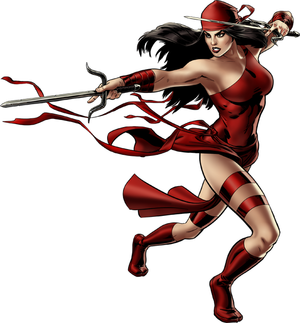 Bullseye Elektra - Elektra Marvel Avengers Alliance (585x630)