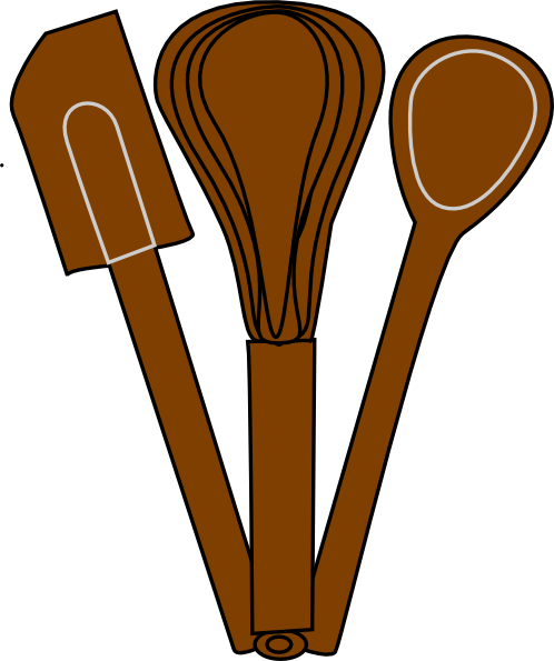 Spoon Clipart Brown - Wood Utensils Clip Art (498x595)