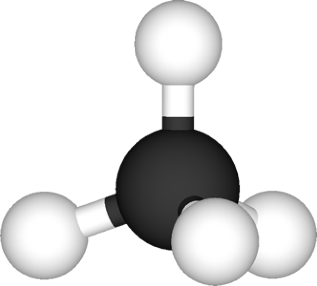 How To Name Simple Alkane Chain Molecules - Ball And Stick Model Of Methane (640x578)