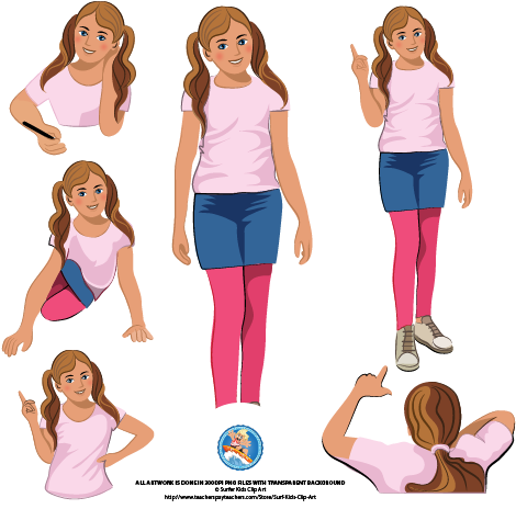 A Set Of Middle School Kids, Round About Grade - Middle School Girl Clip Art (500x500)