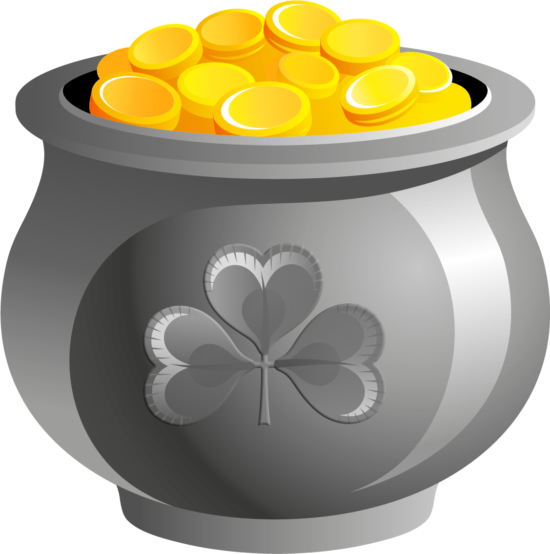St Patrick Pot Of Gold With Coins Png Picture - Gold (1179x1178)