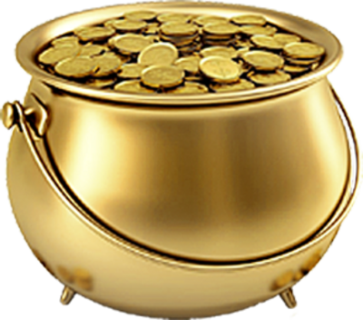Suddenly Pictures Of Pot Gold Pot Of Gold Metallic - Real Pot Of Gold Png (400x352)