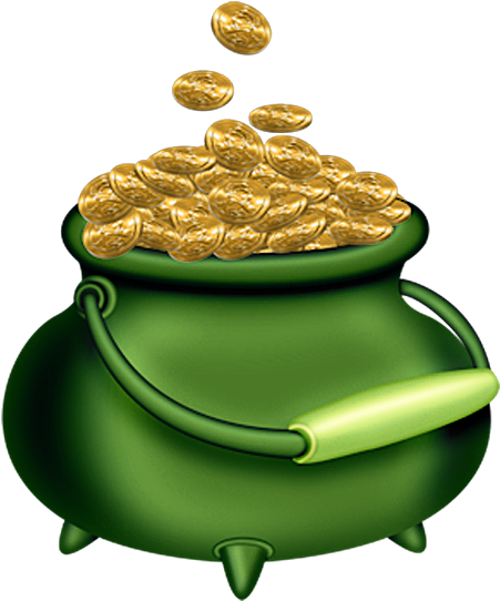 St Patricks Day Clip Art Pot Gold - Pot Of Gold .png (524x587)