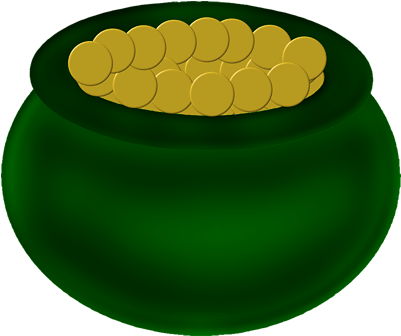 Green Pot Of Gold Picture Clipart - Gold (411x349)