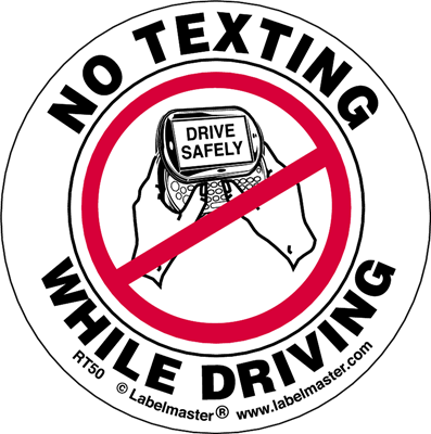No Texting While Driving Labels - No Cavity Club Sign (397x400)