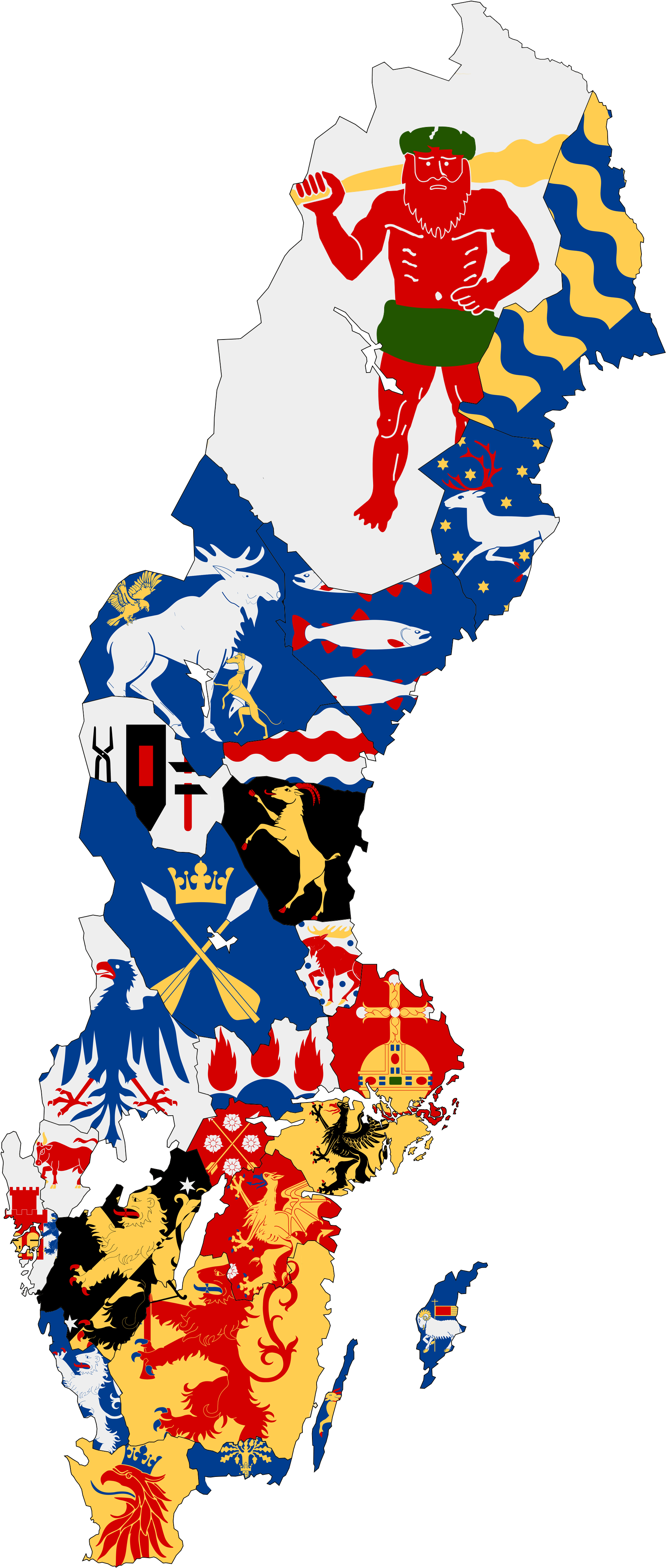 Flags Of Swedish Regions [2000 X 4510] - Swedish Province Flags (2000x4552)