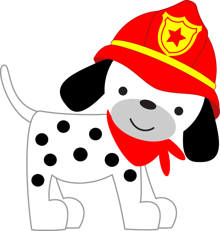 Dalmatian Clipart Firefighter - Carro De Bombeiros Desenho Png (857x900)