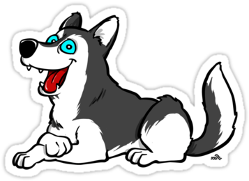Husky Stickers > - Siberian Husky Cartoon Dog T-shirt & Hoodie (375x360)