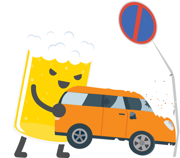 Careless Or Erratic Driving - Drink And Drive Cartoon (604x530)