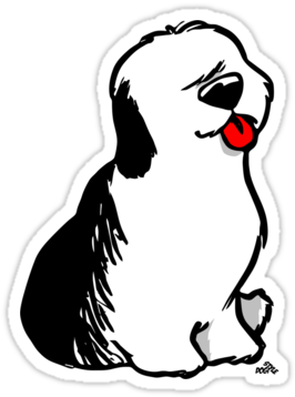 Sheepdog Stickers > - Old English Sheep Dog Cartoon T-shirts (375x360)